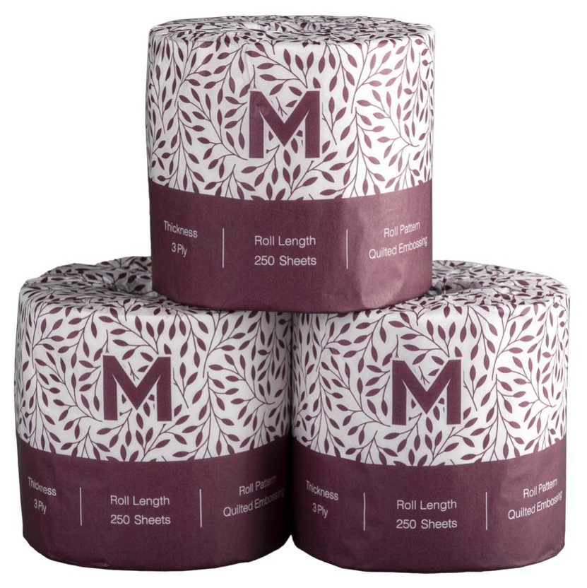 Luxury Wrapped Toilet Tissue Boxed - White, 3 Ply, 250 Sheets, FSC® Mix (Box of 48 Rolls)
