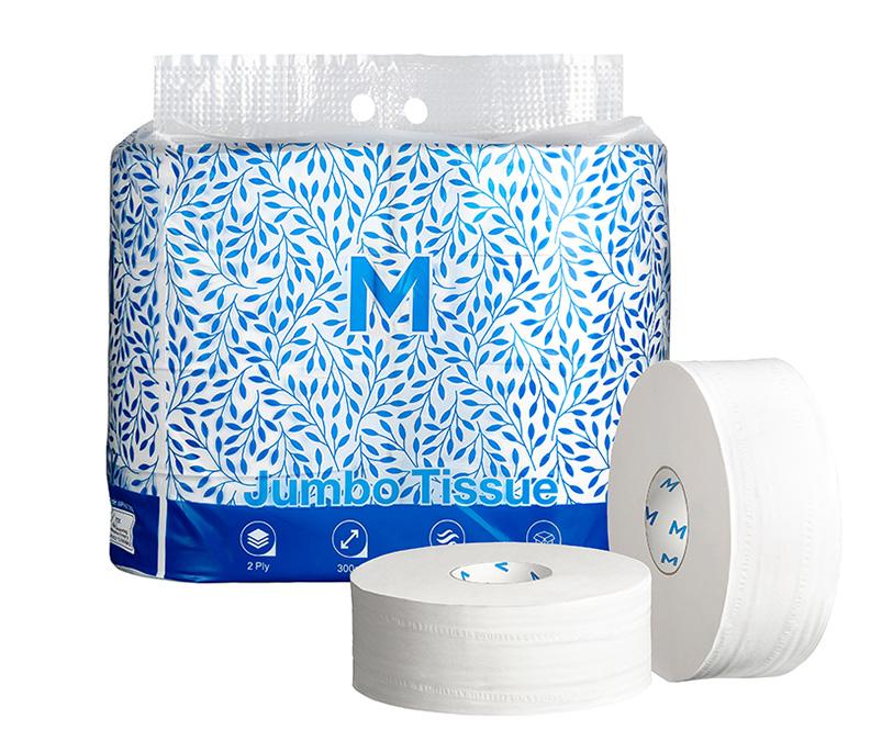 Virgin Jumbo Toilet Tissue Bale - White, 2 Ply, 300m, FSC® Mix (Bale of 8 Rolls)