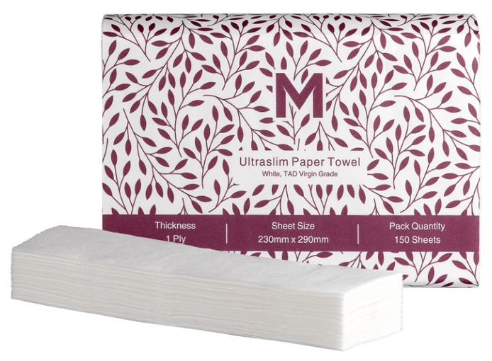 [MPH27095] Luxury TAD Ultraslim Paper Towel - White, 230mm x 290mm, 1 Ply, FSC® Mix (Box of 3000 Sheets)
