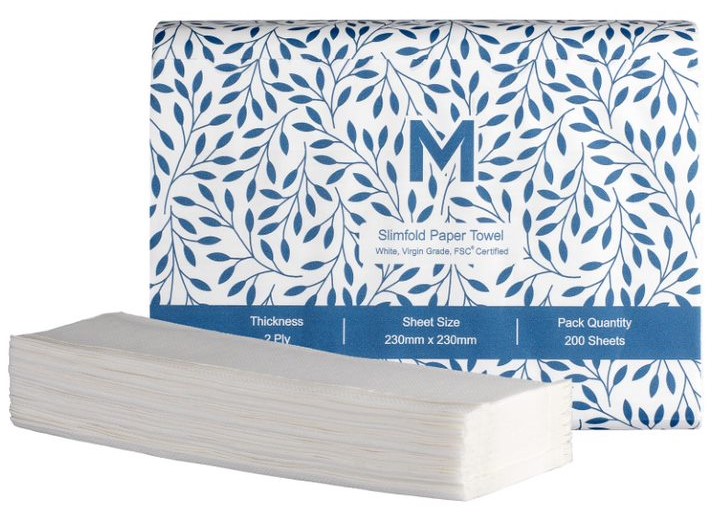 Quilted Slimfold Paper Towel Boxed - White, 230mm x 230mm, 2 Ply, FSC® Mix (Box of 3000 Sheets)