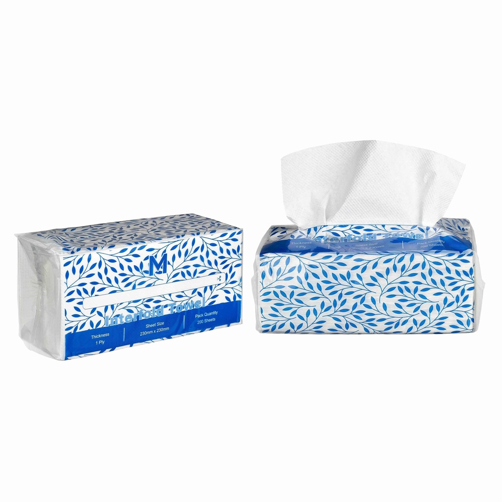 Interfold Paper Towel - White, 230mm x 230mm, 1 Ply, FSC® Mix (Box of 3000 Sheets)