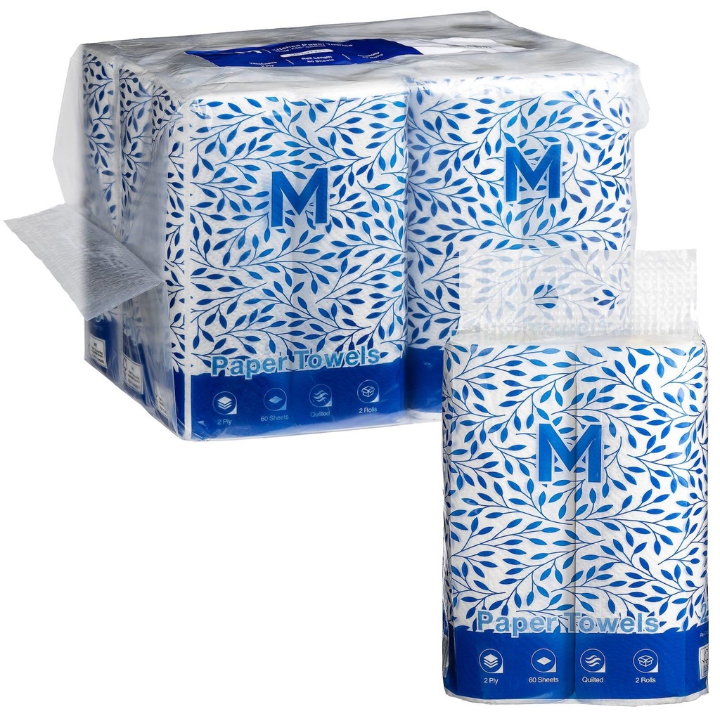 [MPH27261] Kitchen Paper Towels - White, 272mm x 226mm, 2 Ply, 60 Sheets, FSC® Mix *Perforated (Box of 12 Rolls)