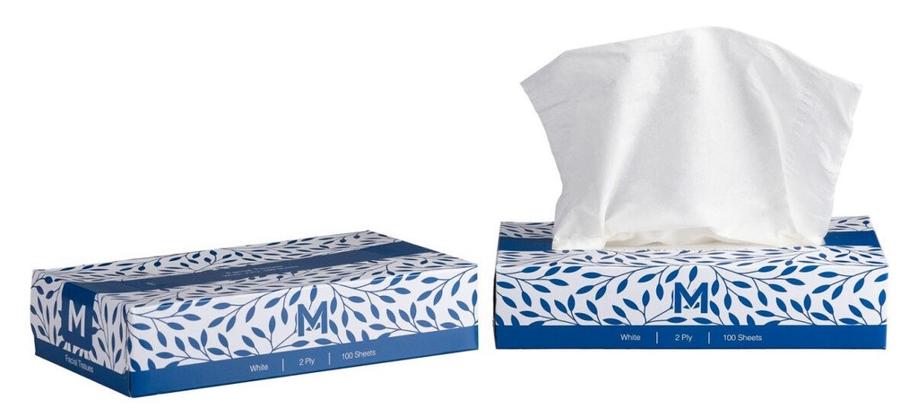 [MPH27290] Flat Facial Tissues - White, 2 Ply, 100 Sheets, FSC® Mix (Box of 48 Packs)