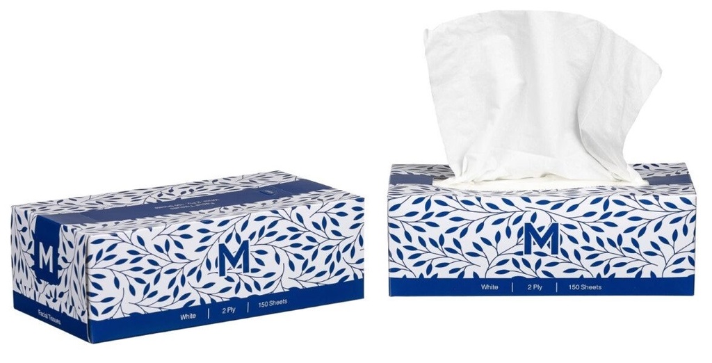 [MPH27295] Flat Facial Tissues - White, 2 Ply, 150 Sheets, FSC® Mix (Box of 30 Packs)