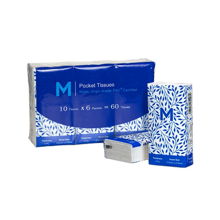 [MPH27320] Tissue Pocket Packs 1/12 Fold - White, 4 Ply, 10 Sheets, FSC® Mix (Box of 288 Packs)