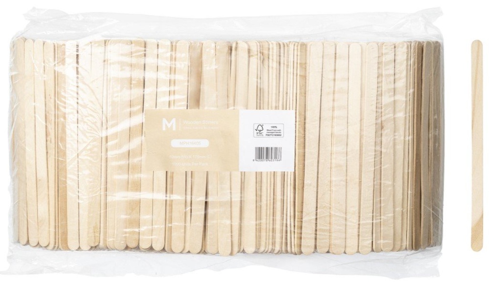 Wooden Beverage Stirrer Sticks - Natural, 10mm x 175mm Long, FSC® 100% (Box)