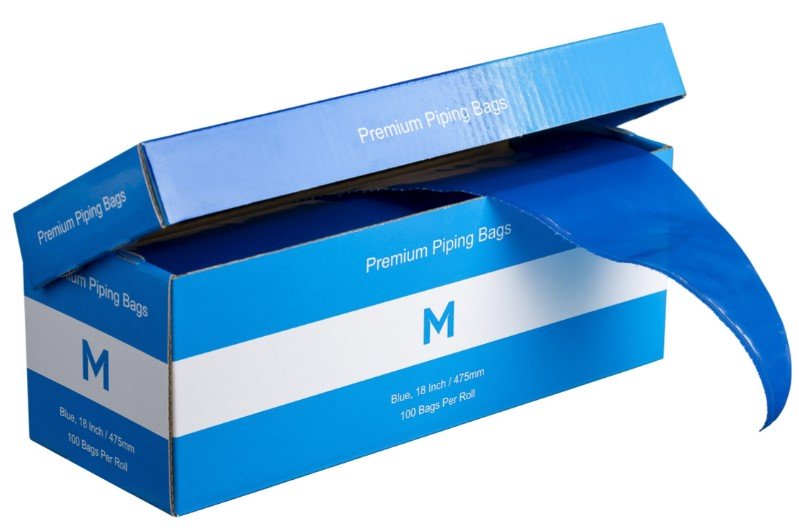 Premium Piping Bags - Blue, 475mm / 18 Inch x 80mu *Anti-Slip Coating (Box of 5 Rolls)