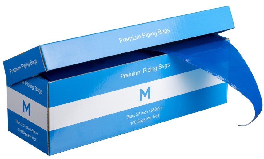 Premium Piping Bags - Blue, 550mm / 22 Inch x 80mu *Anti-Slip Coating (Box of 5 Rolls)