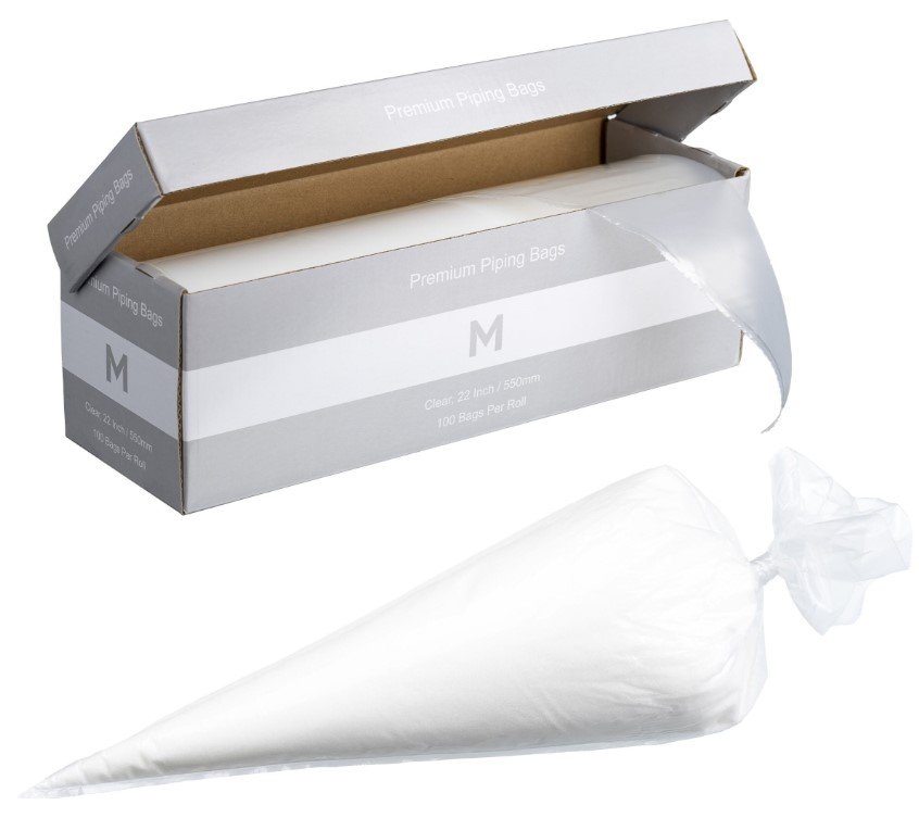 Premium Piping Bags - Clear, 550mm / 22 Inch x 80mu (Box of 5 Rolls)