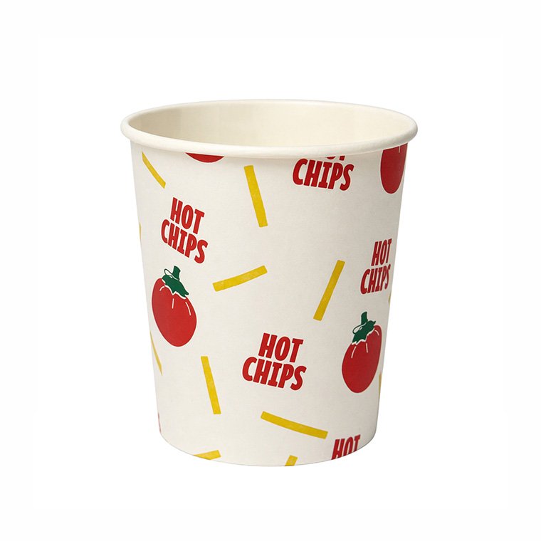 Printed Paper Chip Cups - White, 12oz, 230ml, 190gsm (Box of 1000 Cups)