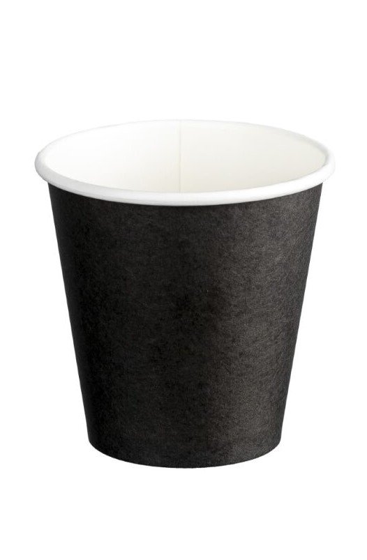 Single Wall PE Paper Cups - Black, 4oz, 120ml *62mm Diameter (Box of 1000 Cups)