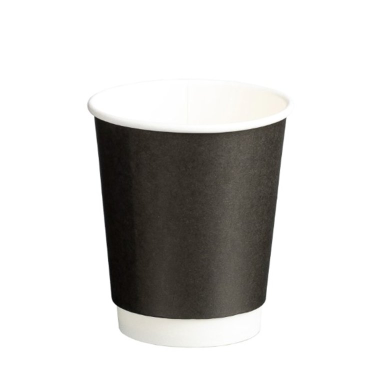 [MPH16077] Double Wall Universal PE Paper Cups - Black, 8oz, 280ml *90mm Diameter (Box of 500 Cups)
