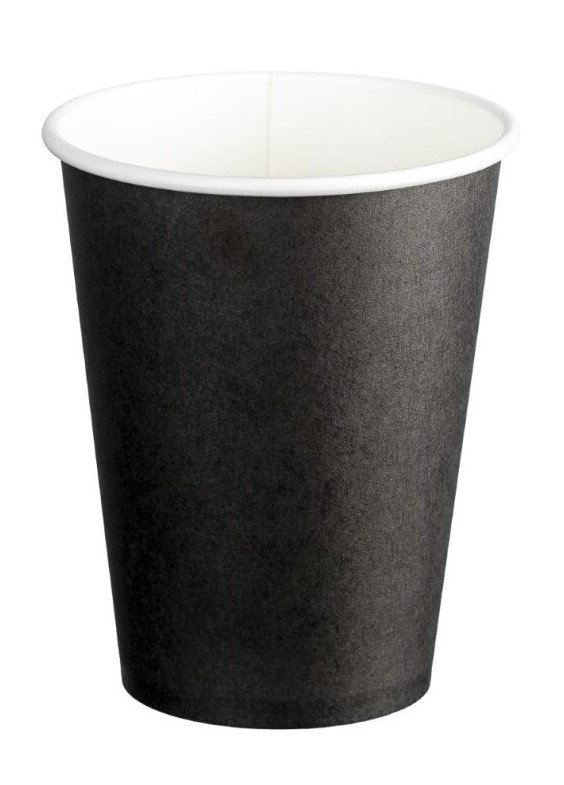 [MPH16080] Double Wall PE Paper Cups - Black, 12oz, 390ml *90mm Diameter (Box of 500 Cups)