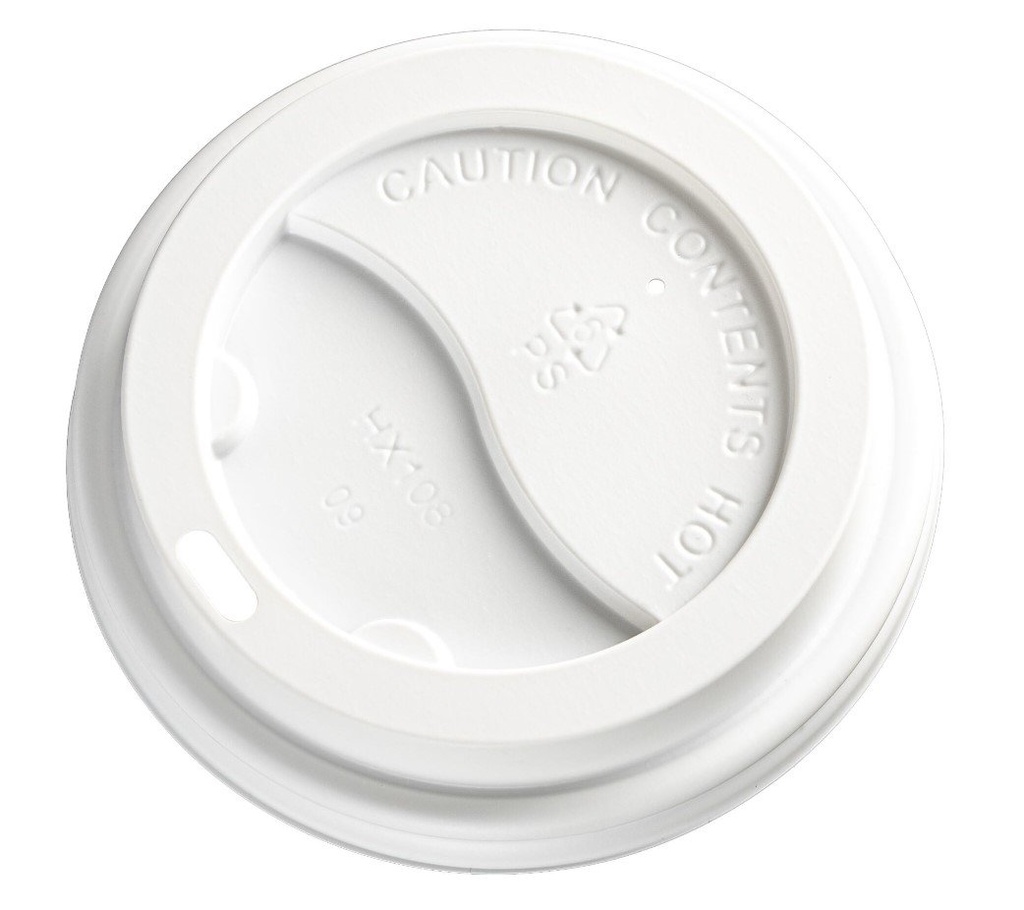 PS Plastic Cup Lids - White, 62mm Diameter (Box of 1000 Lids)
