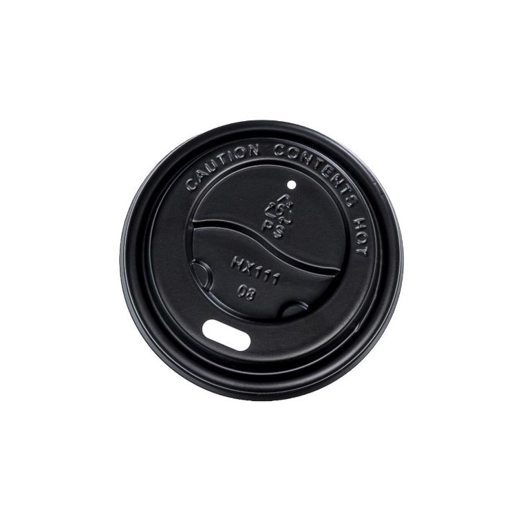 [MPH16238] PS Plastic Cup Lids - Black, 62mm Diameter (Box of 1000 Lids)