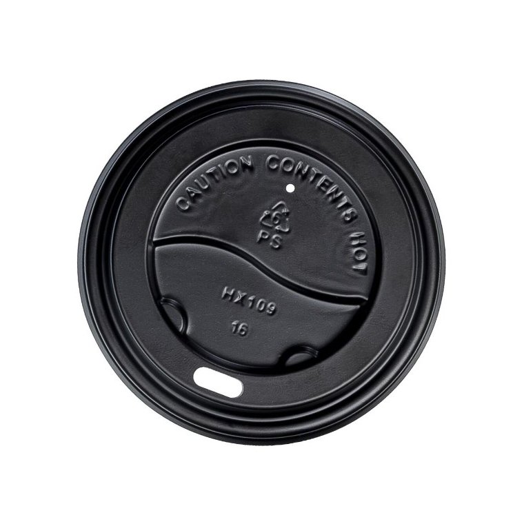 [MPH16239] PS Plastic Cup Lids - Black, 80mm Diameter (Box of 1000 Lids)