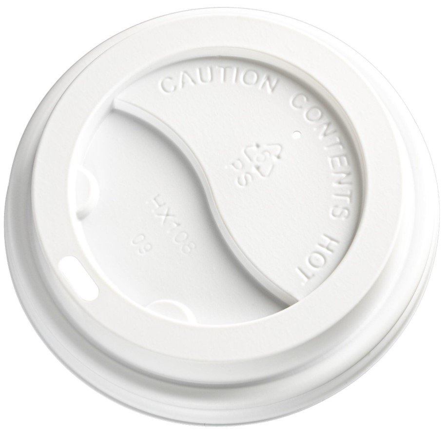 PS Plastic Cup Lids - White, 90mm Diameter (Box of 1000 Lids)
