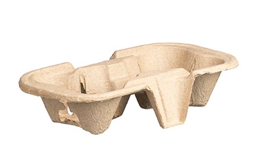 Pulp Cup Tray - Brown, 2 Cup Capacity *Fits 80mm / 90mm Cups (Box of 600 Holders)