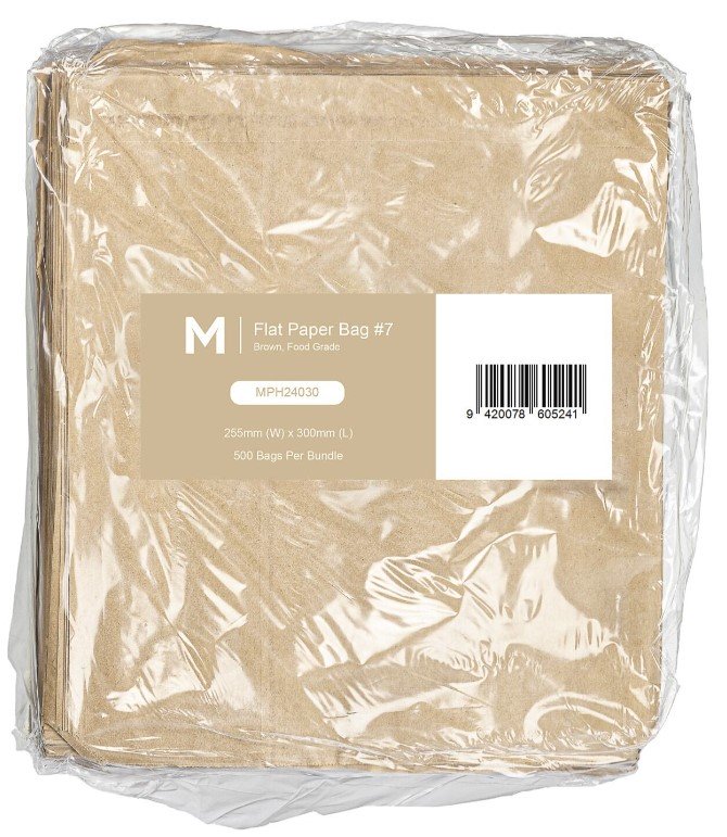[MPH24030] Paper Bag Flat #7 - Brown, 255mm x 300mm, 40gsm (Pack of 500 Bags)