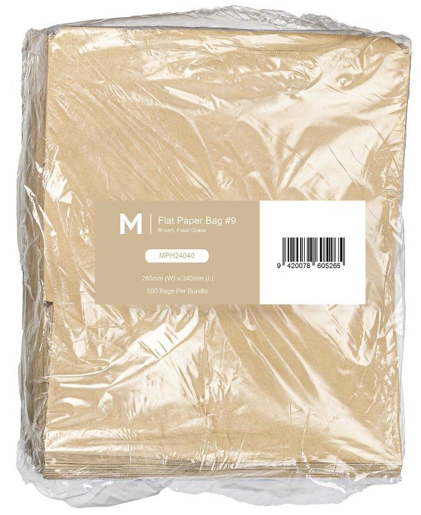 Paper Bag Flat #9 - Brown, 280mm x 340mm, 50gsm (Pack of 500 Bags)