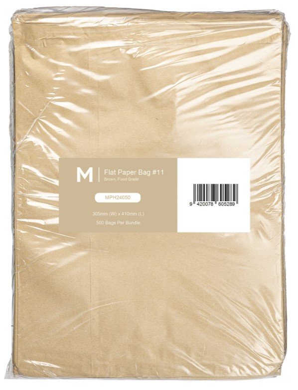 Paper Bag Flat #11 - Brown, 305mm x 410mm, 50gsm (Pack of 500 Bags)