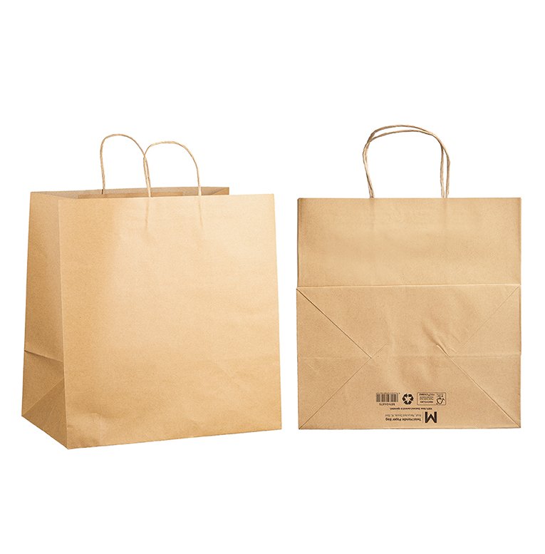 [MPH24475] Twist Handle Paper Bag XL - Brown, 355mm x 230mm x 370mm, 120gsm (Box of 150 Bags)