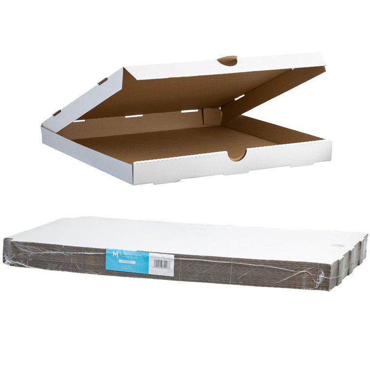 Cardboard Pizza Box - White, 18" Inch, 456mm x 456mm x 40mm (Pack of 50 Boxes)