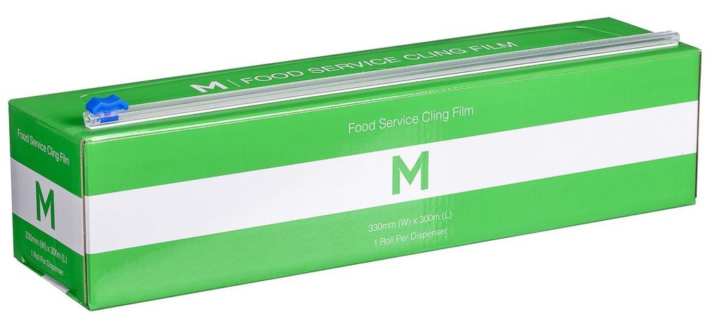 Premium Cling Film Dispenser - Clear, 330mm x 300m x 9mu (1x Roll)