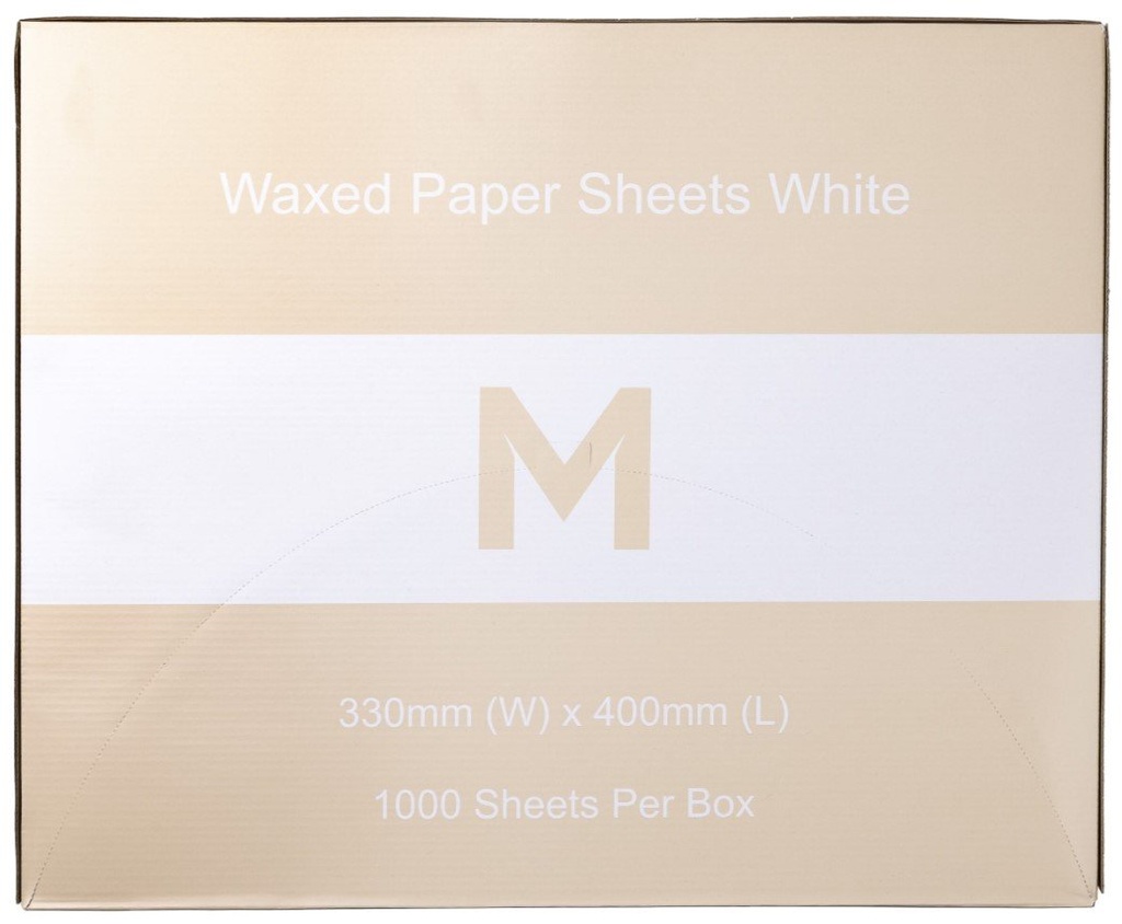 Waxed Paper Sheets Large - White, 330mm x 400mm, 40gsm (Pack of 1000 Sheets)