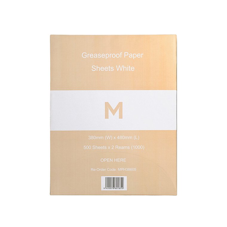 [MPH38605] Greaseproof Paper Sheets Small - White, 380mm x 480mm, 40gsm (Box of 1000 Sheets)
