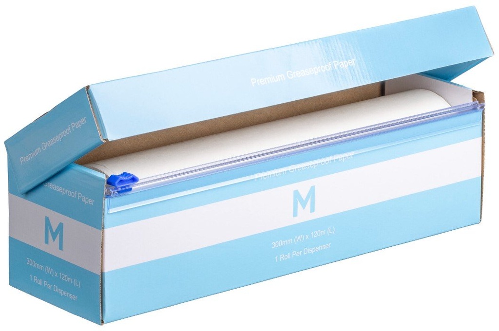 Greaseproof Paper Roll - White, 300mm x 120m, 40gsm (1x Roll)