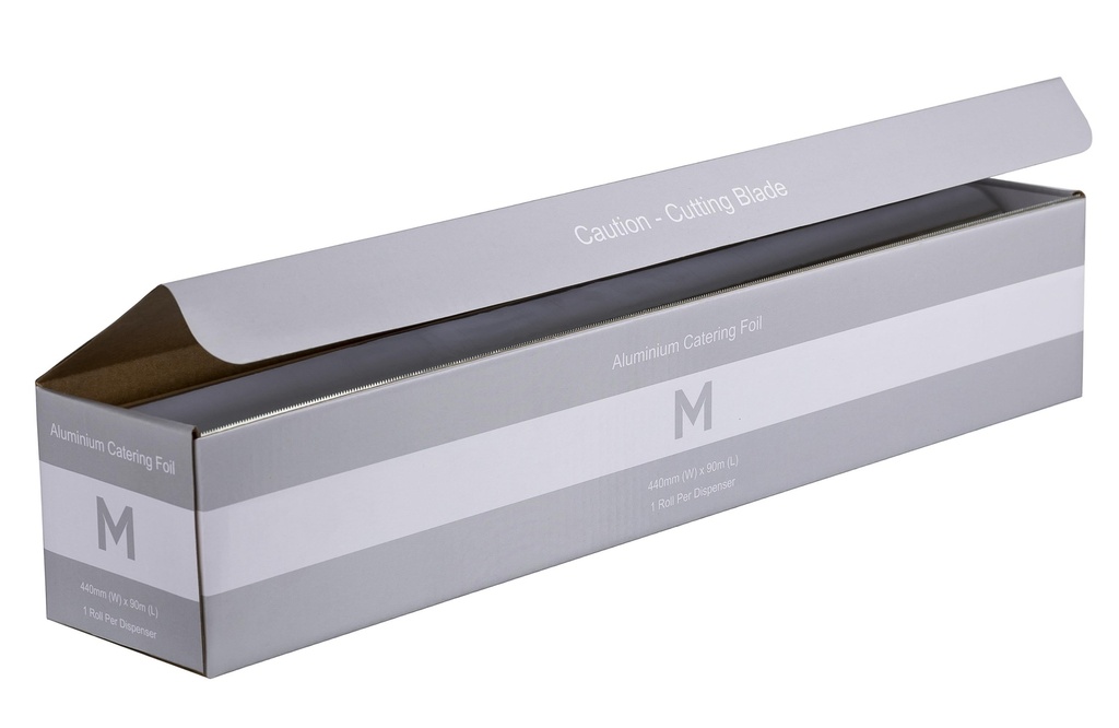 Premium Aluminium Foil Dispenser - Silver, 440mm x 90m x 13mu *Regular Duty (1x Roll)