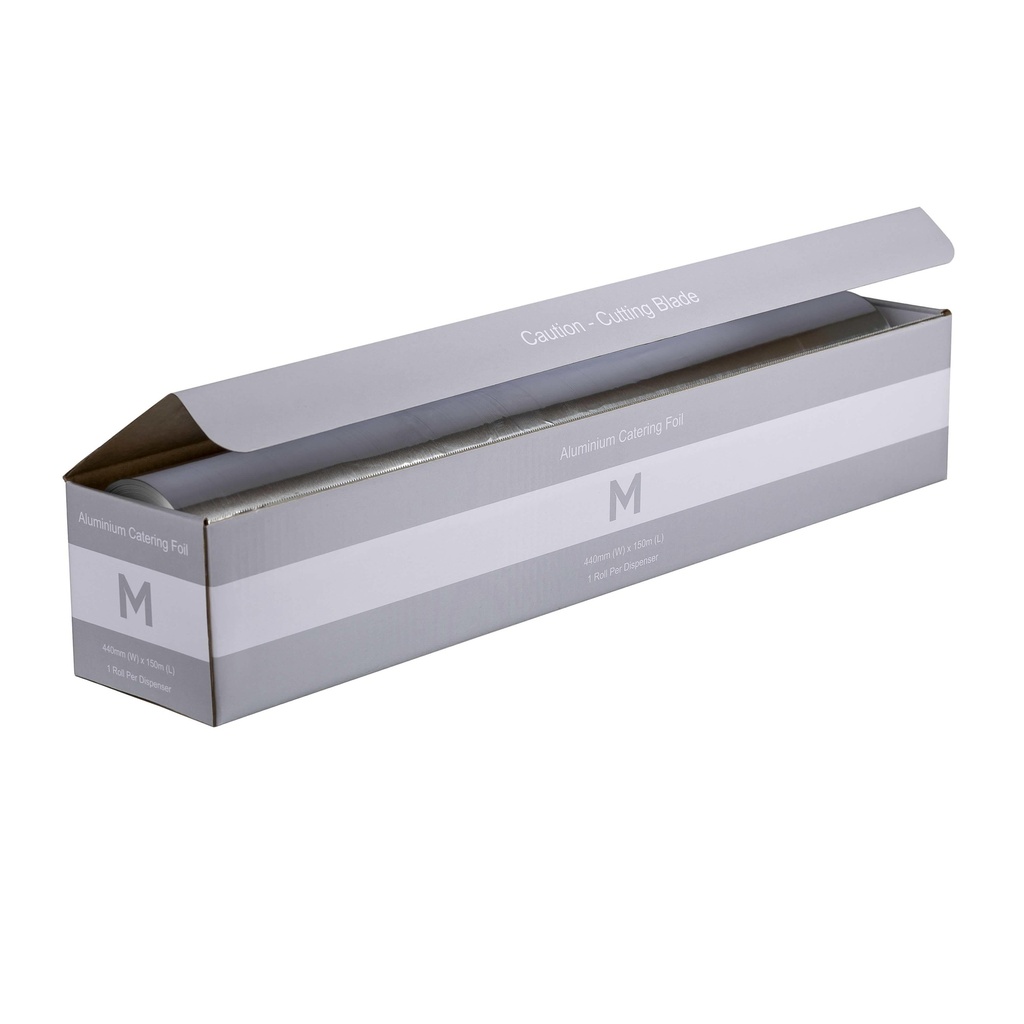 Premium Aluminium Foil Dispenser - Silver, 440mm x 150m x 13mu *Regular Duty (1x Roll)