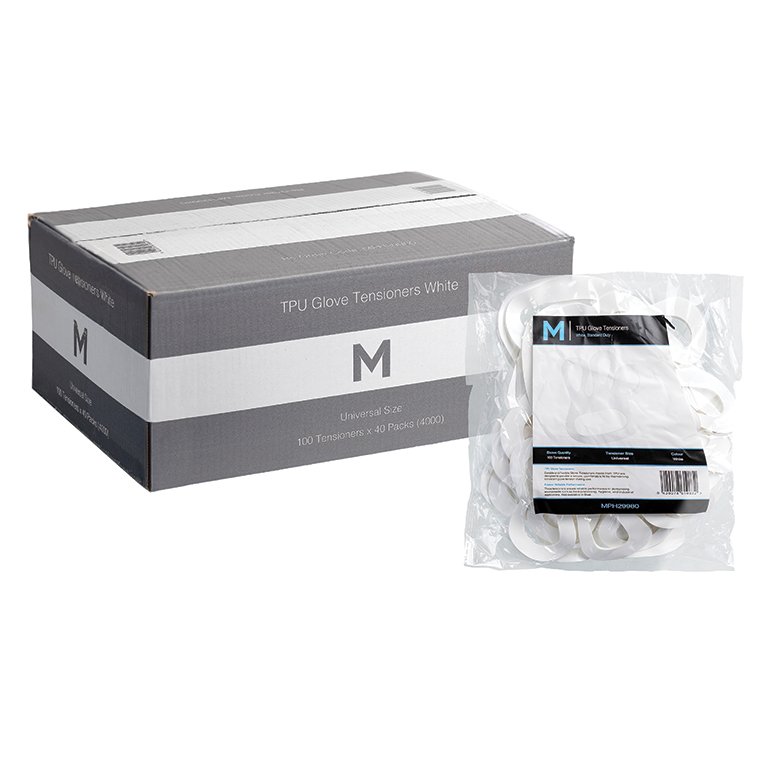 TPU Glove Tensioners - White, 300mu, Universal Size (Pack of 100 Units)