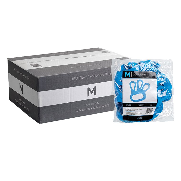 TPU Glove Tensioners - Blue, 300mu Universal Size (Pack of 100 Units)