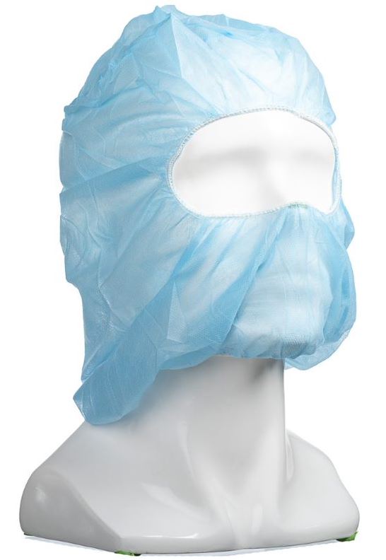 Polypropylene Full Face Balaclavas - Blue, Elasticated, 25gsm (Box of 400 Balaclavas)