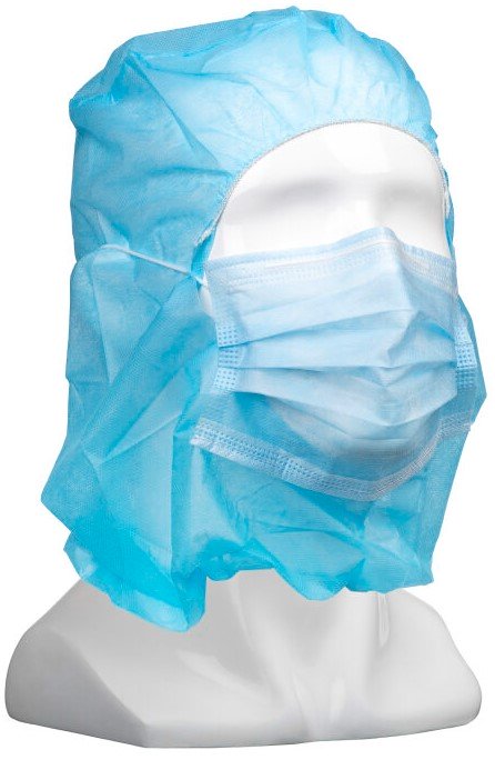 Polypropylene Full Face Balaclavas + Facemask - Blue, Elasticated, 25gsm (Box of 400 Balaclavas)