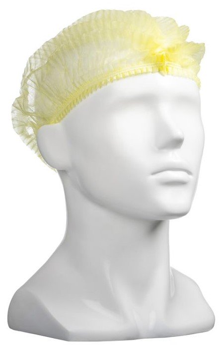 Polypropylene Crimp Hats - Yellow, 530mm Wide, 12gsm (Box of 1000 Hats)