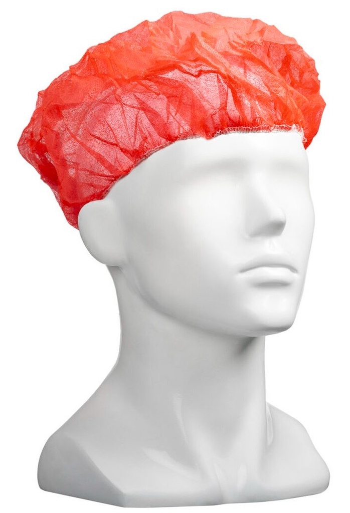 Polypropylene Bouffant Hats - Red, 610mm Wide, 12gsm *For Larger Hair Styles (Box of 600 Hats)