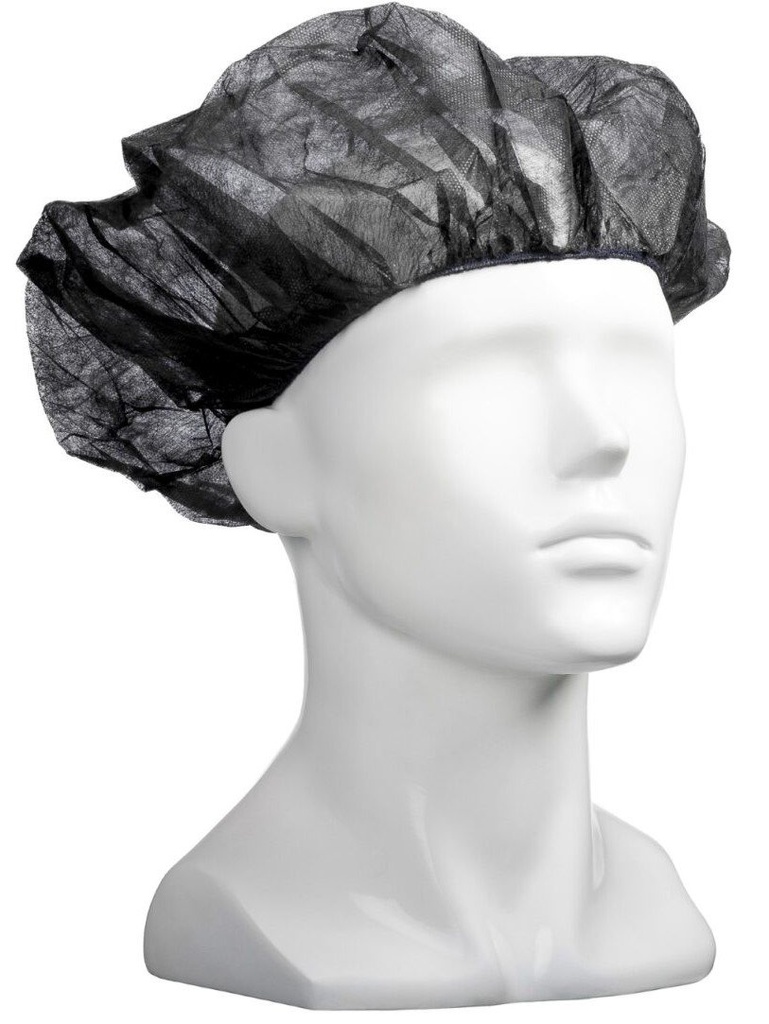 Polypropylene Bouffant Hats - Black, 610mm Wide, 12gsm *For Larger Hair Styles (Box of 600 Hats)