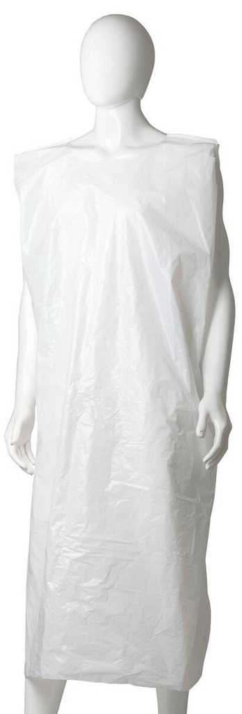 Polyethylene Sleeveless Aprons - White, 800mm x 1400mm x 30mu *Large Size (Box of 300 Aprons)