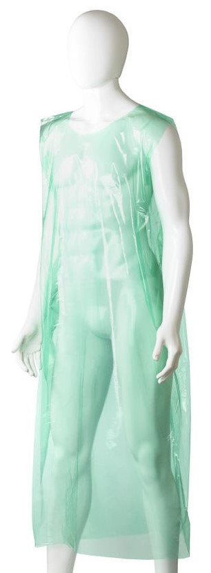 [MPH30336] Polyethylene Sleeveless Aprons - Green, 800mm x 1400mm x 30mu *Large Size (Box of 300 Aprons)