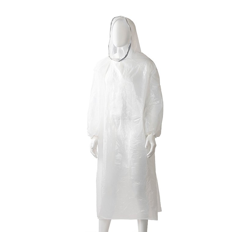 Polyethylene Hooded Ponchos - White, 800mm x 1500mm x 30mu (Box of 96 Ponchos)