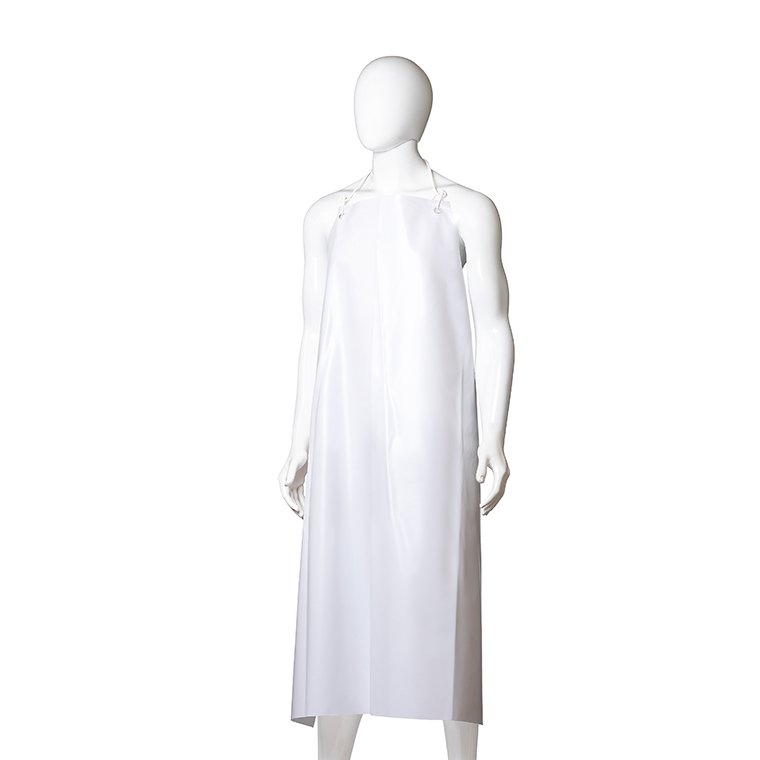 Reusable PVC Apron with Hooks - White, 900mm x 1200mm, 300mu (Each)