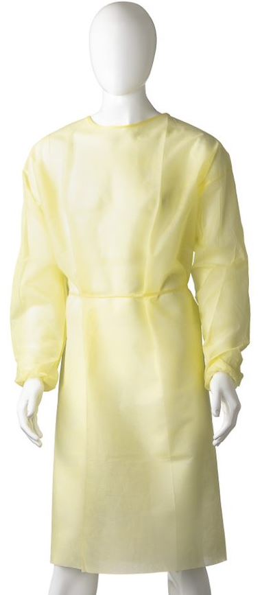 Polypropylene Isolation Gown - Yellow, 1200mm x 1400mm, 40gsm (Box of 30 Gowns)