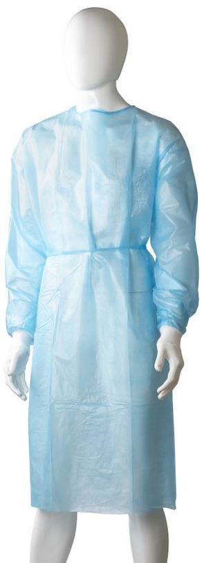Polypropylene Coated Isolation Gown - Blue, 1200mm x 1400mm, 40gsm *Liquid Proof (Box of 40 Gowns)