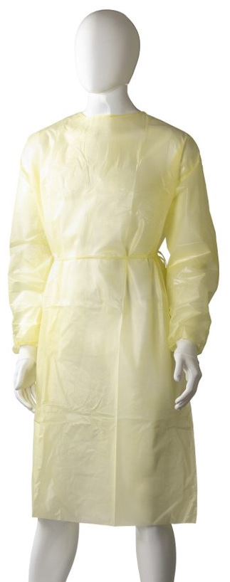 Polypropylene Coated Isolation Gown - Yellow, 1200mm x 1400mm, 40gsm *Liquid Proof (Box of 40 Gowns)