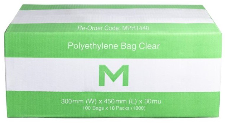[MPH1440] FP Polyethylene Bag - Clear, 300mm x 450mm x 30mu (Box of 1800 Bags)