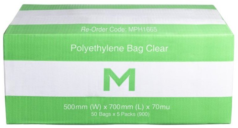 [MPH1665] FP Polyethylene Bag - Clear, 500mm x 700mm x 70mu (Box of 250 Bags)