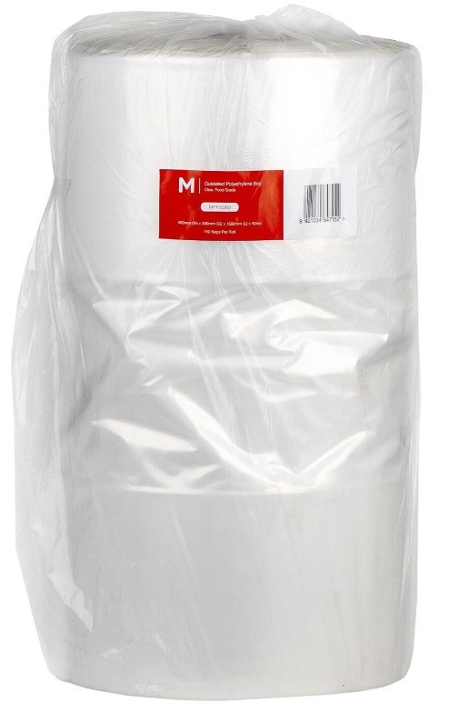 [MPH5060] POR Gusseted Polyethylene Bag - Clear, 460mm x 300mm x 1500mm x 50mu (Roll)